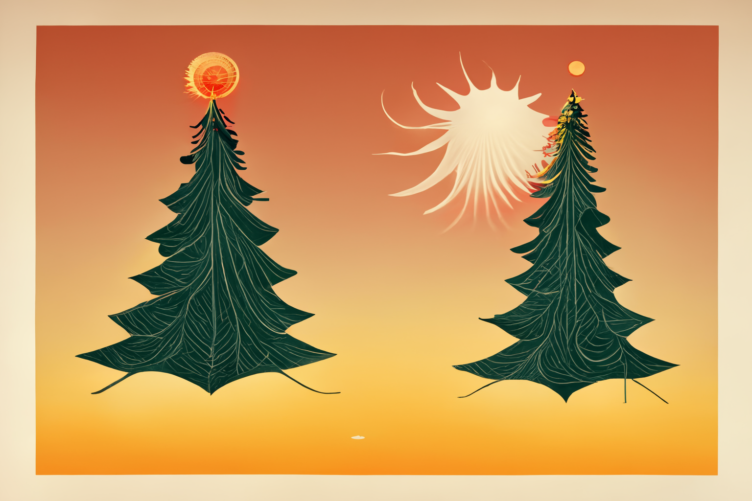 christmas tree in the carribiean sun, creative drawing, vector tiles